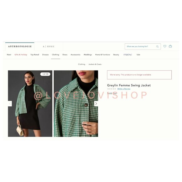 Feminine | Anthropologie Houndstooth Swing Jacket | Green and Cream by Greylin | - Picture 2 of 16